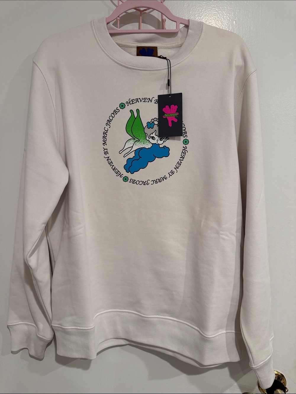 NWT Heaven by Marc Jacobs Unisex Chalk Dystopia Angel Sweatshirt